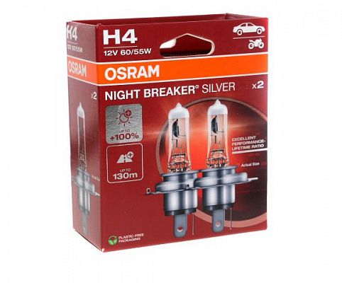 Лампы Н-4 12V  60/55W OSRAM +100% 64193NBS