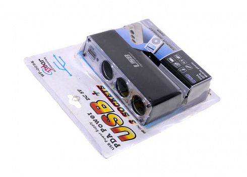 Разветвитель прикуривателя WF096 3 гнезда+1USB