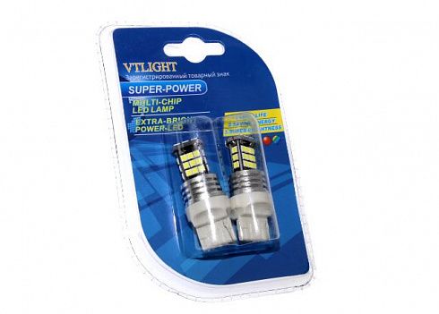 Диод 12V 21/5W 2-х конт.без цоколя белый (30SMD диодов) (2шт.) VT с обманкой