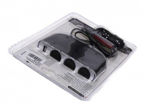 Разветвитель прикуривателя WF016 3 гнезда +USB
