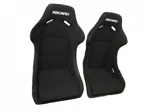 Сиденье спортивное переднее (КОВШ) RECARO с салазками (черный) 3-х слойный каркас